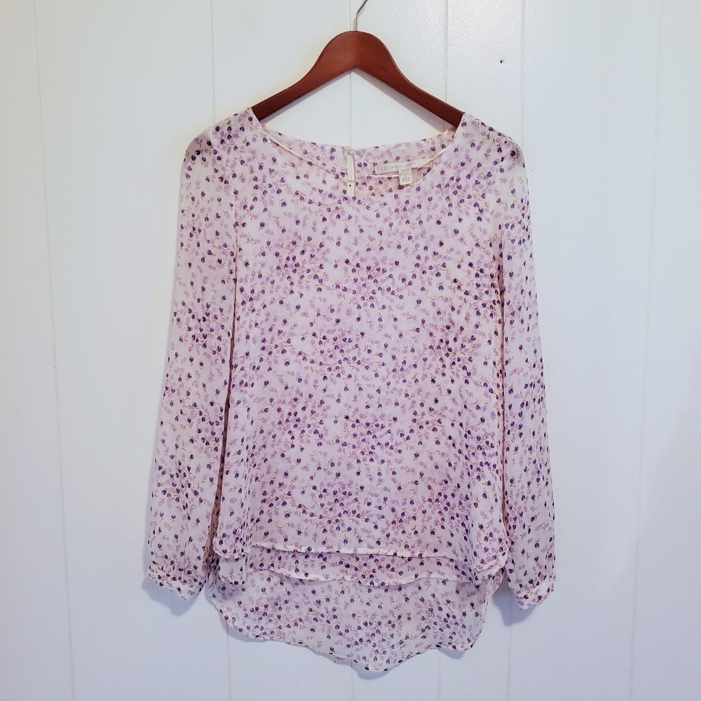 5/$25 Lauren Conrad Floral Boat Neck Light Top